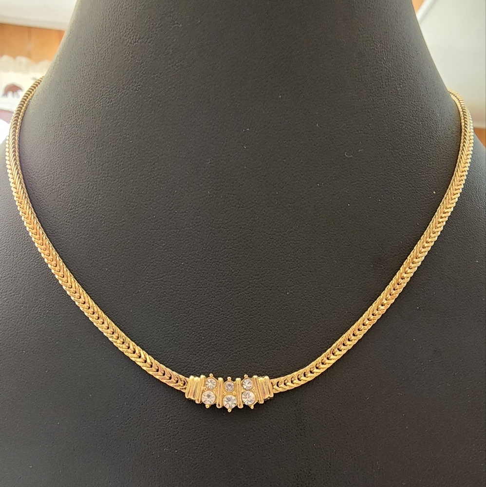 STUNNING Vintage 1/20 14K Gold-Filled Necklace w/Sparkling Crystal Accents NWOT